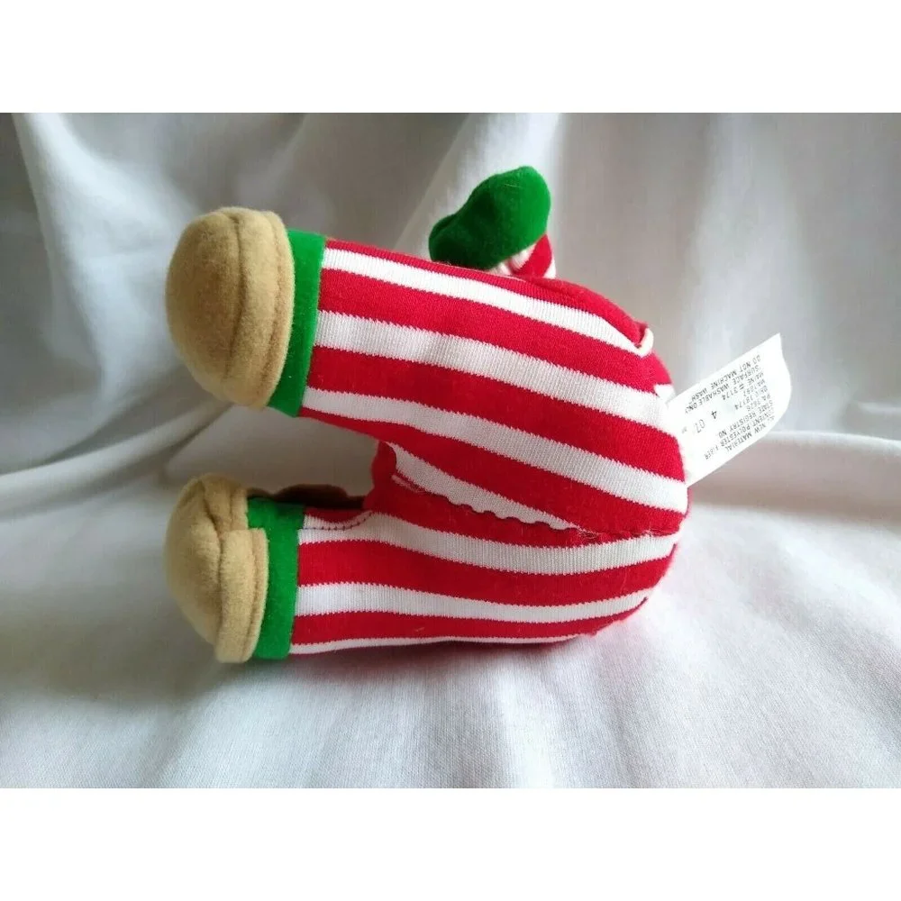 Vintage Stuffins Santa in Slippers Pajamas 1994 Plush Ornament Striped Christmas